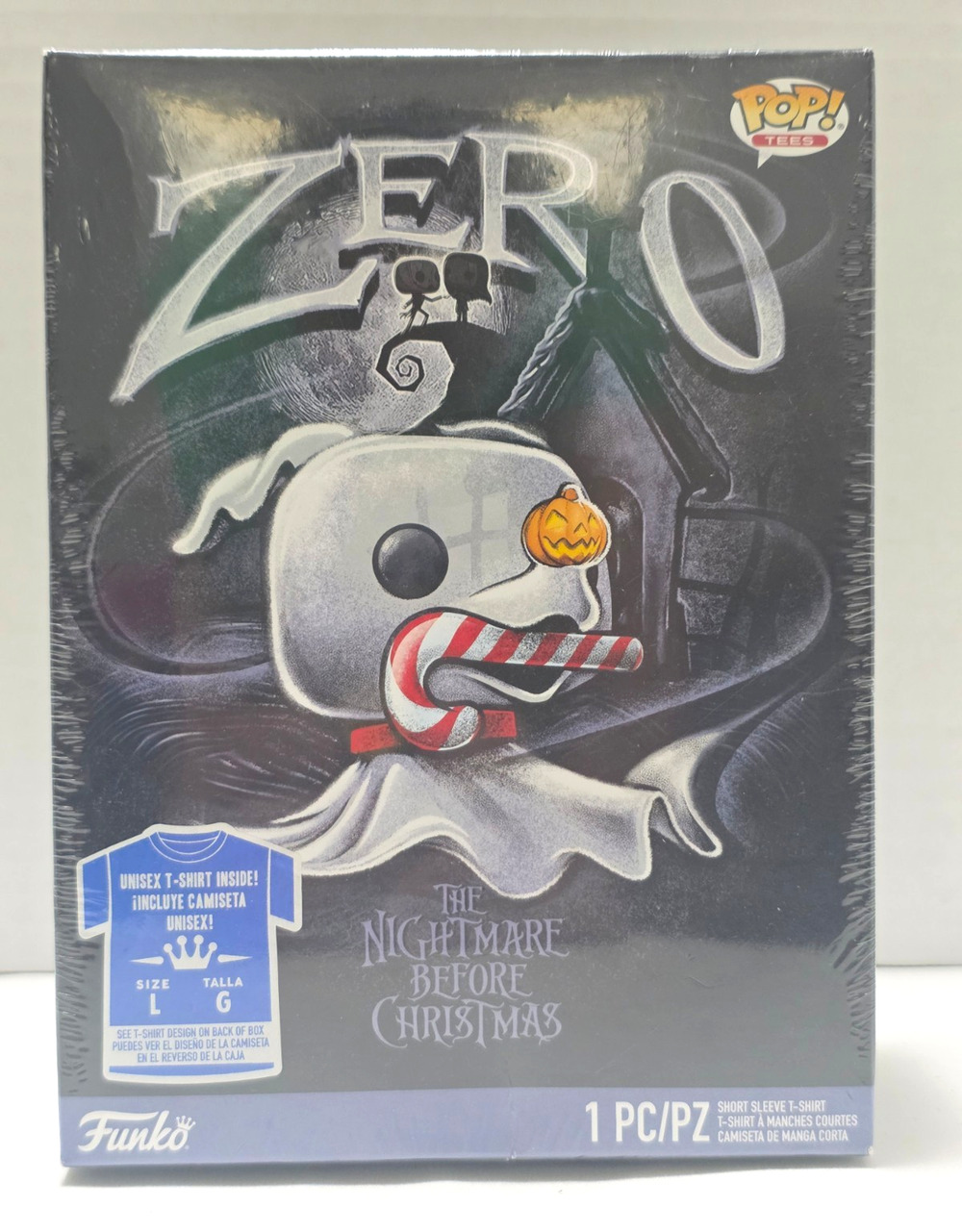 Funko Pop! Tees The Nightmare Before Christmas -Zero w/ Candy Cane T-Shirt Large